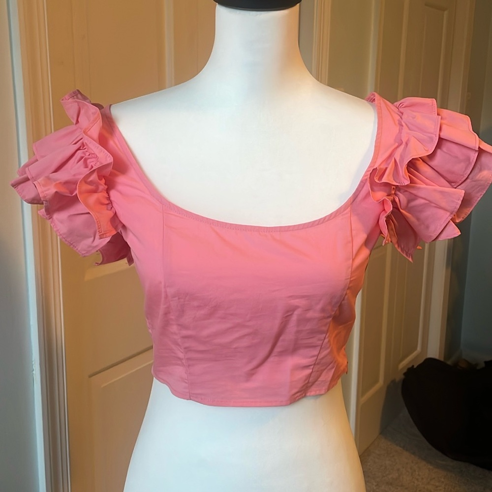 Zara Ruffle sleeve crop top
